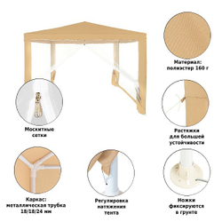 Тент садовый Green Glade 1040 3х3х2,5м полиэстер