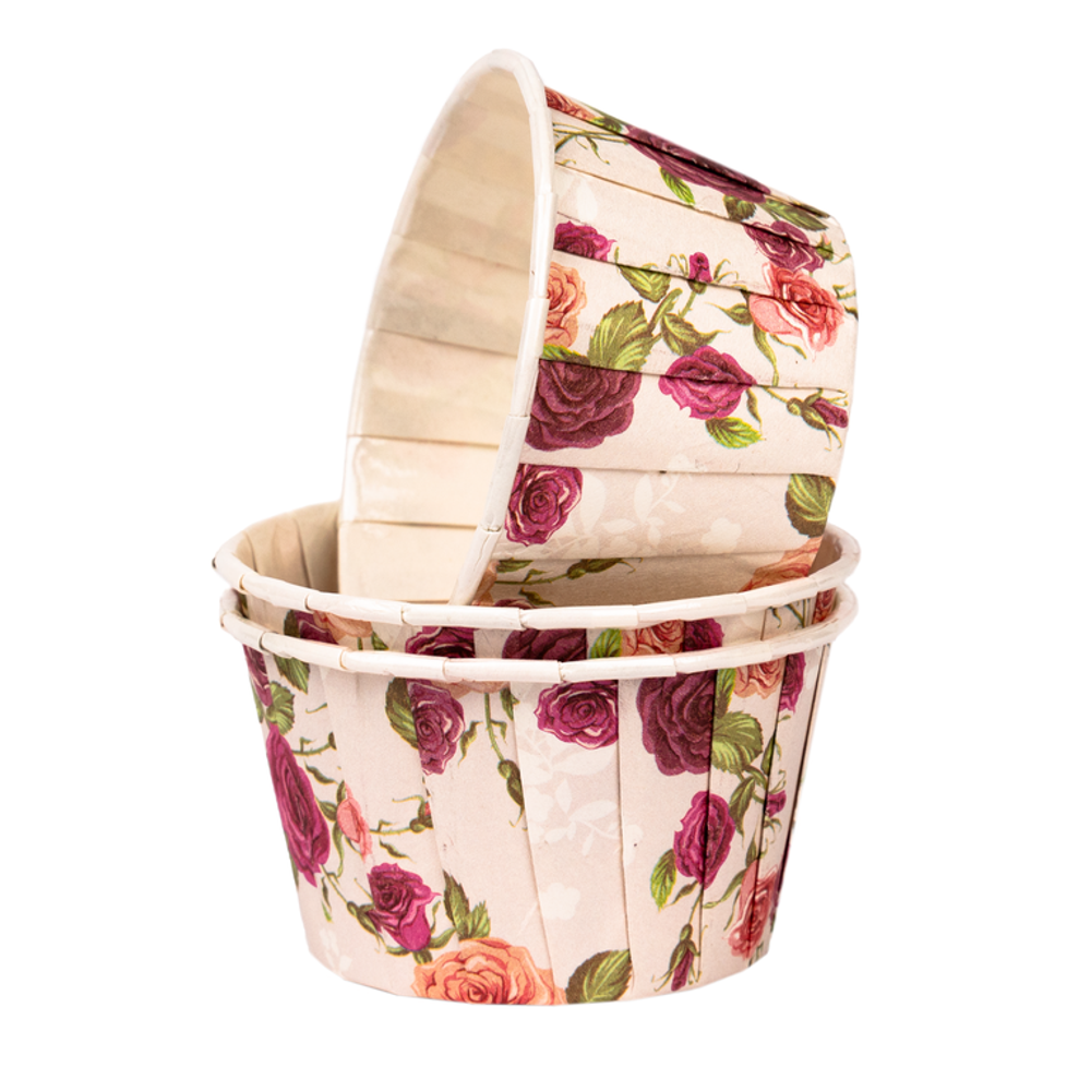 Формы бумажные с ламинацией «Маффин» 50х40 мм (Дикие розы) 100 шт