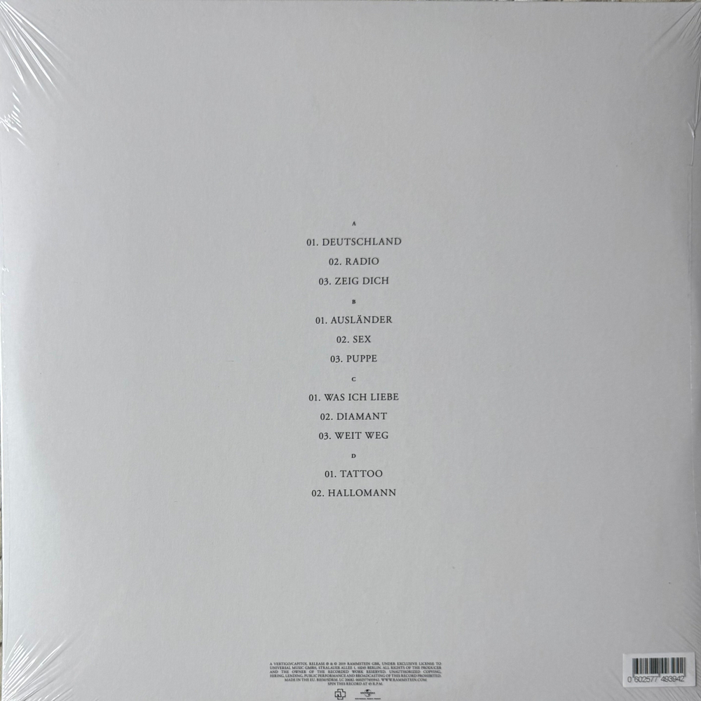 Виниловая пластинка Rammstein - Untitled 2х12", 45 RPM
