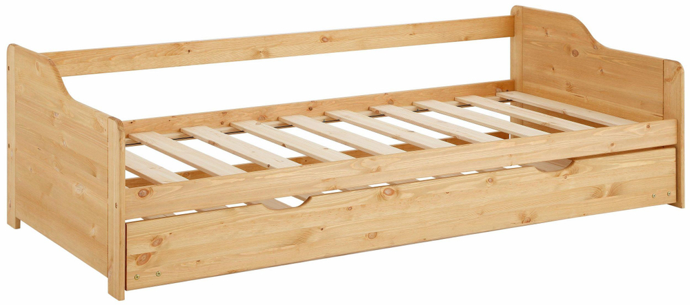 Кровать, 90х200, Тим, двуспальная, для детей и взрослых, тахта, с выдвижным спальным местом, деревянная, Dipriz