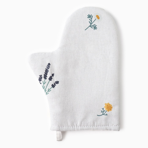 Варежка-прихватка «Этель. Полевые цветочки», 20×27 см, рогожка 176 г/м², 100% хлопок