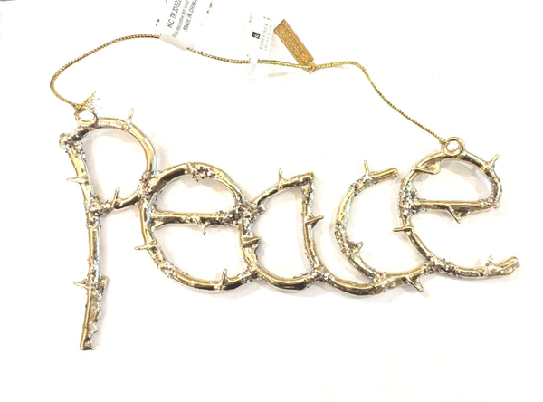 Елочная игрушка Елочное украшение надпись PEACE Goodwill 20 Золотой