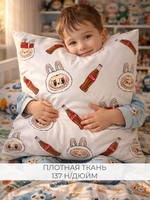 Наволочка 70х70 Поплин Хлопок Корги на сером фоне 1 шт.