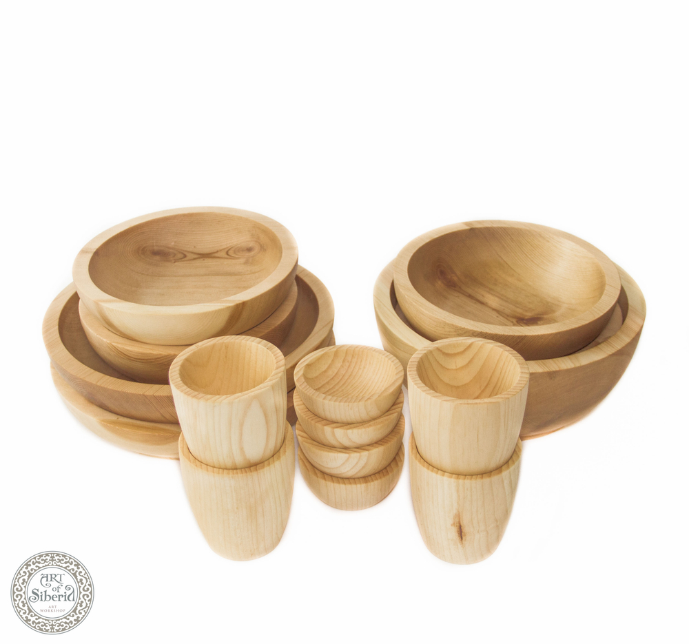 Семейный набор деревянной посуды Art of Siberia из древесины сибирского кедра TN25