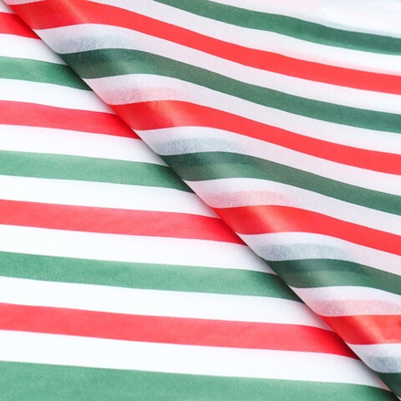 Бумага упаковочная тишью, новогодняя упаковка "Полоски",50 х 66 см., 7896212
