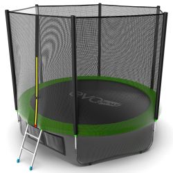 EVO JUMP External 10ft (Green) + Lower net. Батут с внешней сеткой и лестницей, диаметр 10ft (зеленый) + нижняя сеть