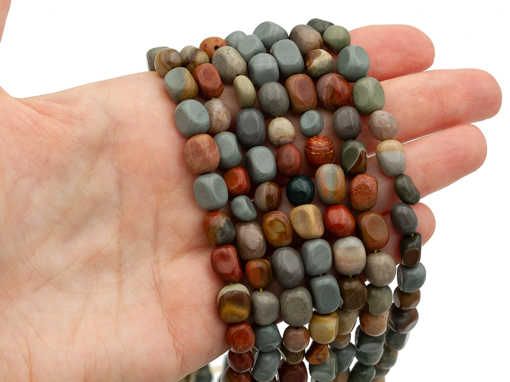 Нить бусин из яшмы 7х9мм, галтовка