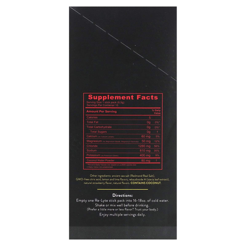Redmond, Re-Lyte, смесь электролитов, со вкусом клубничного лимонада, 15 стиков по 6,5 г (0,23 унции)
