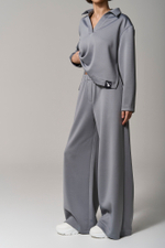 Брюки трикотажные wide leg серые