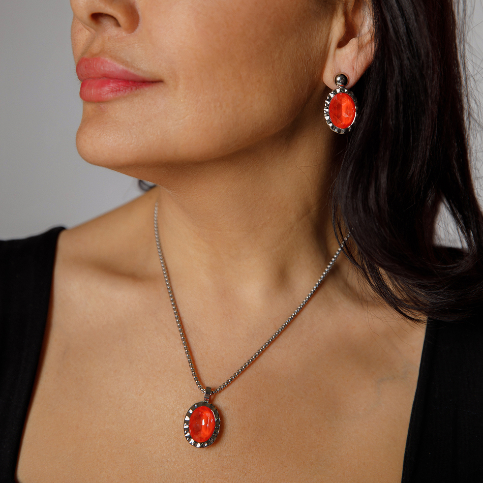 Колье Qudo TIVOLA UNICA big (S/P) Crystal orange ignite 3 cm 420713