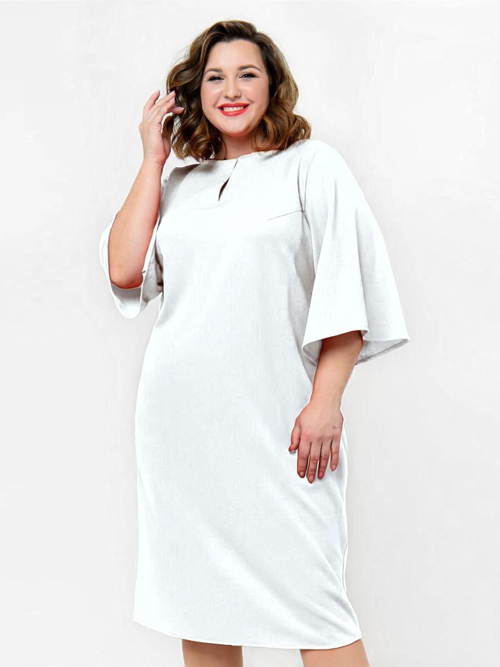 Платье-футляр из однотонного крепа