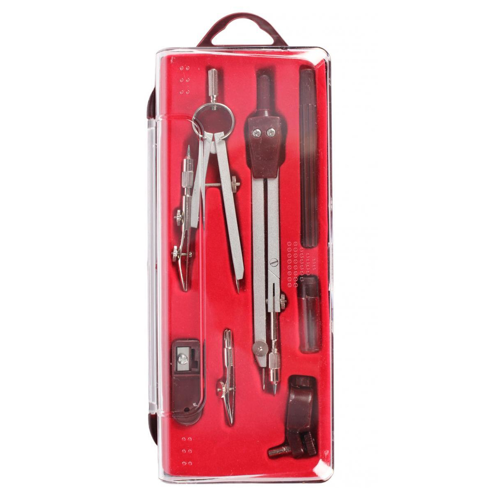 Готовальня 7 предметов.: циркуль металл.+грифели, кронциркуль, рейсфедер, насадка под карандаш, точи