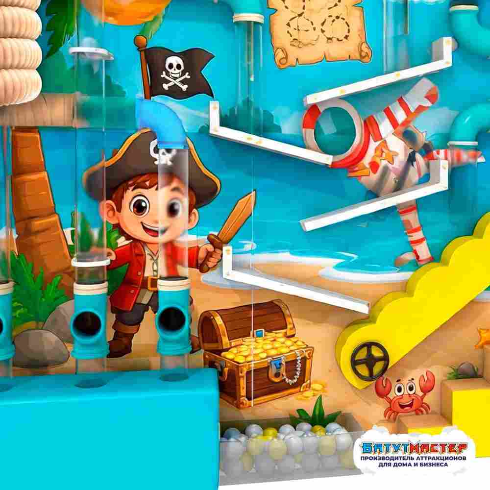 Пневмолабиринт для детской игровой комнаты «Пиратский Квест», 3,2×0,5×1,8 м