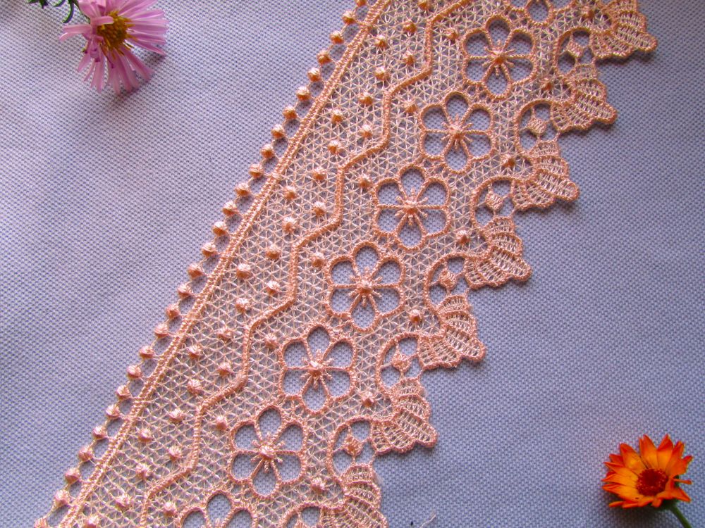 Кружево плетеное, ш. 8,5 см, персиковый