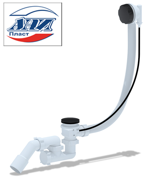 АНИ  ЕМ321BL Сифон 1 1/2 для ванны (полуавтомат,ЧЕРНЫЙ)  (4/1шт)