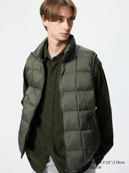 UNIQLO Жилет PUFFERTECH, оливковый