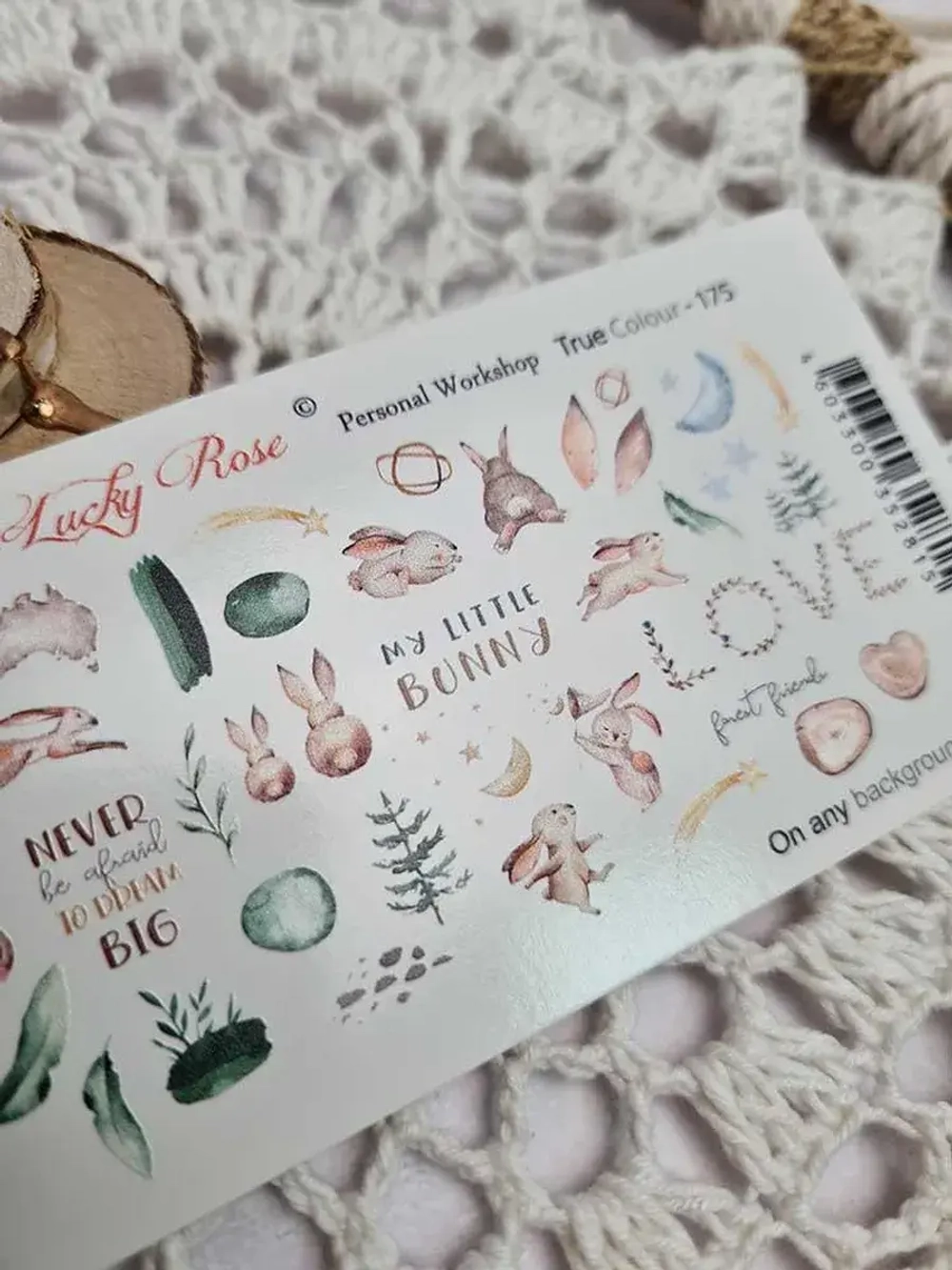 Lucky Rose Слайдеры наклейки для длинных ногтей 175