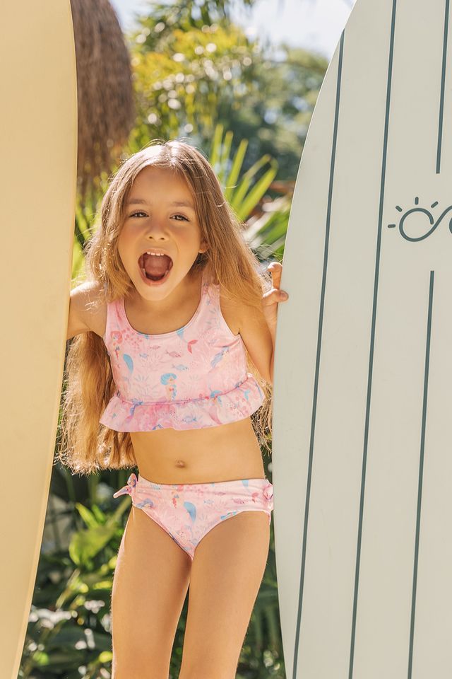 Розовый раздельный купальник для девочек