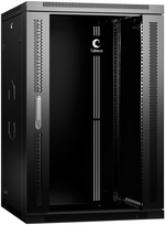 Шкаф настенный 19", 18U Cabeus SH-05F-18U60/35-R-BK