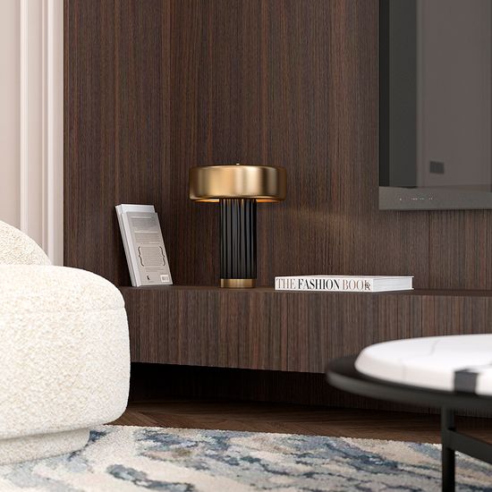 Лампа настольная stone, D27х35 см, черная/золотистая