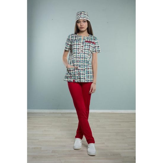 Блуза женская Z20-2010 (принт круги/красный 763)