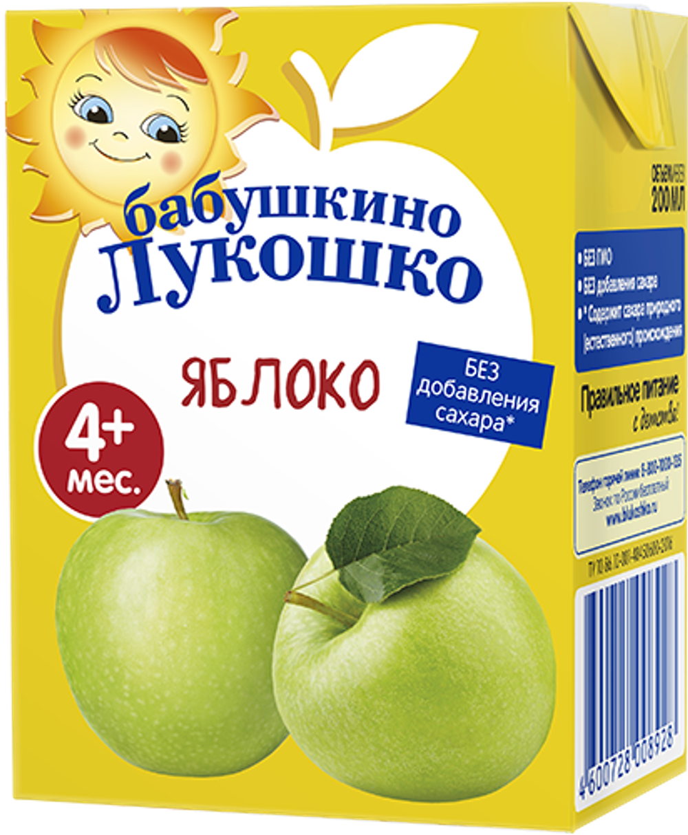 Сок Бабушкино Лукошко яблоко осветлённый 200мл с 4 месяцев