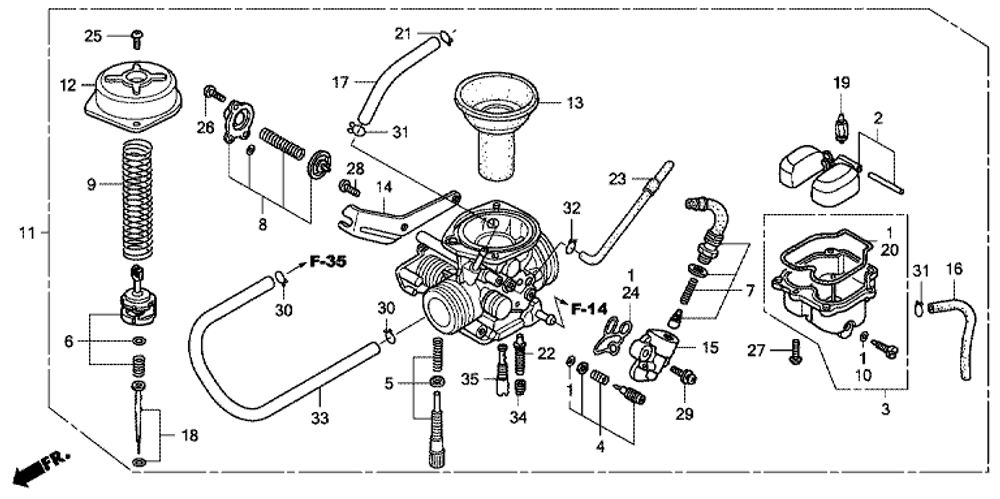16100-KPP-931. CARBURETOR ASSY. (VK6AC A). Carburetor Honda CBR150R 2003-2010. OEM