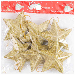 Украшения подвесные "Звезды золото блестки"