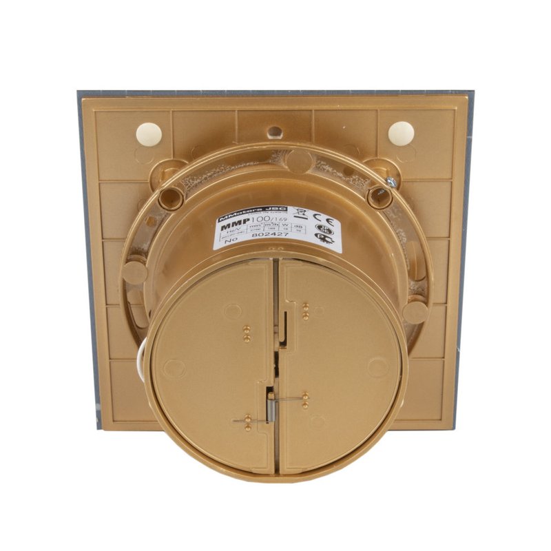 Вытяжной сверхмощный вентилятор ММ-Р 06 стекло квадрат 169 м³/час с обратным клапаном мозаика золото