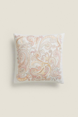 ZARA HOME ХЛОПКОВЫЙ ЧЕХОЛ ДЛЯ ДЕКОРАТИВНОЙ ПОДУШКИ С УЗОРОМ, СИНИЙ/ЗЕЛЕНЫЙ