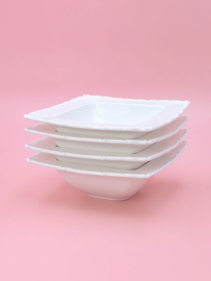 Тарелка глубокая с бортиком 16х5,5 см. квадратная, набор 4 шт. "Орнамент"