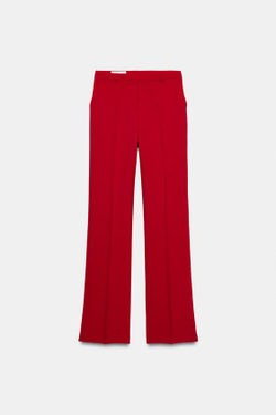 ZARA БРЮКИ ПРЯМОГО КРОЯ С ВЫСОКОЙ ПОСАДКОЙ, КРАСНЫЙ