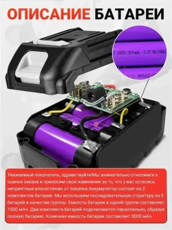Болгарка аккумуляторная безщеточная УШМ 125 мм в кейсе 3 Ам*ч 21В 2 АКБ шлифмашина