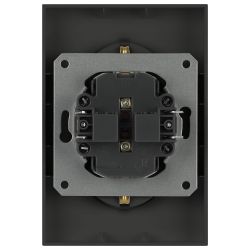 Розетка ЭРА Galaxy 15-2105-05 с заземлением двойная 2X2P+E Schuko со шторками IP20 16А-250В антрацит | Эра Galaxy