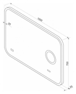 СТАЙЛ "B 135" Зеркало 1000*700 с увеличительным зеркалом, часами