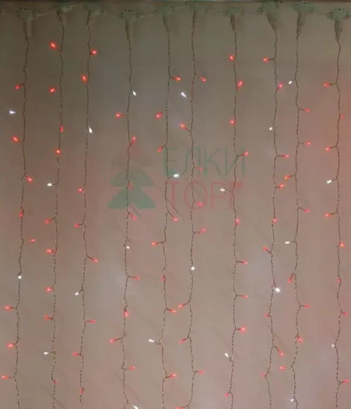 Светодиодный занавес с белым бликующим диодом 2*3 м, 220V., 600 красных LED ламп, прозрачный ПВХ, Beauty Led (PCL600BLW-10-2R)