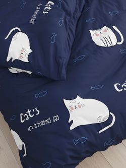 Постельное белье Сказка "Cats" евро Наволочка 50х70 см 2 шт Простынь 240х215 см Пододеяльник 200х215 см, перкаль