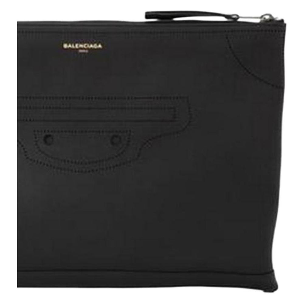 Balenciaga Cow Leather Clutch Unisex Black