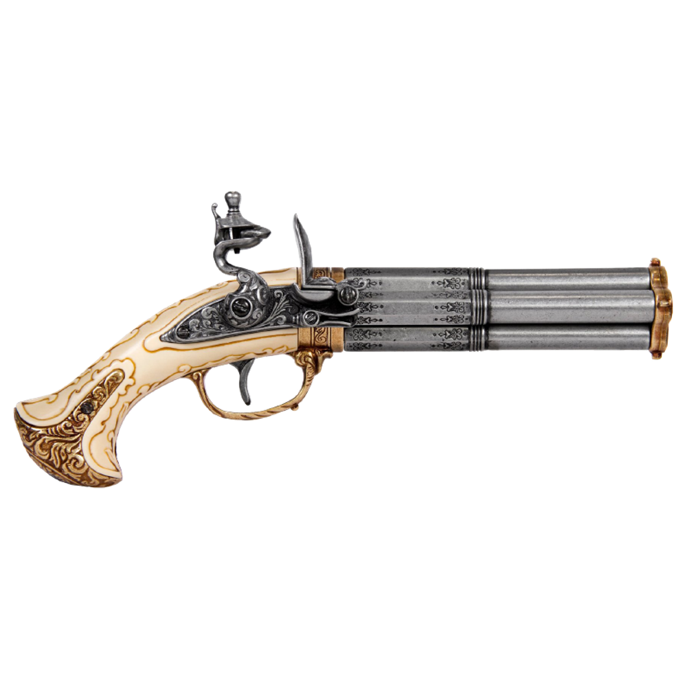 Denix Пистоль 4-х ствольный, системы Флинтлок, Франция 18 в.