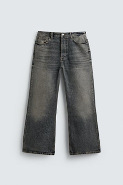 ZARA ДЖИНСЫ ШИРОКОГО КРОЯ, МЯГКИЙ СЕРЫЙ