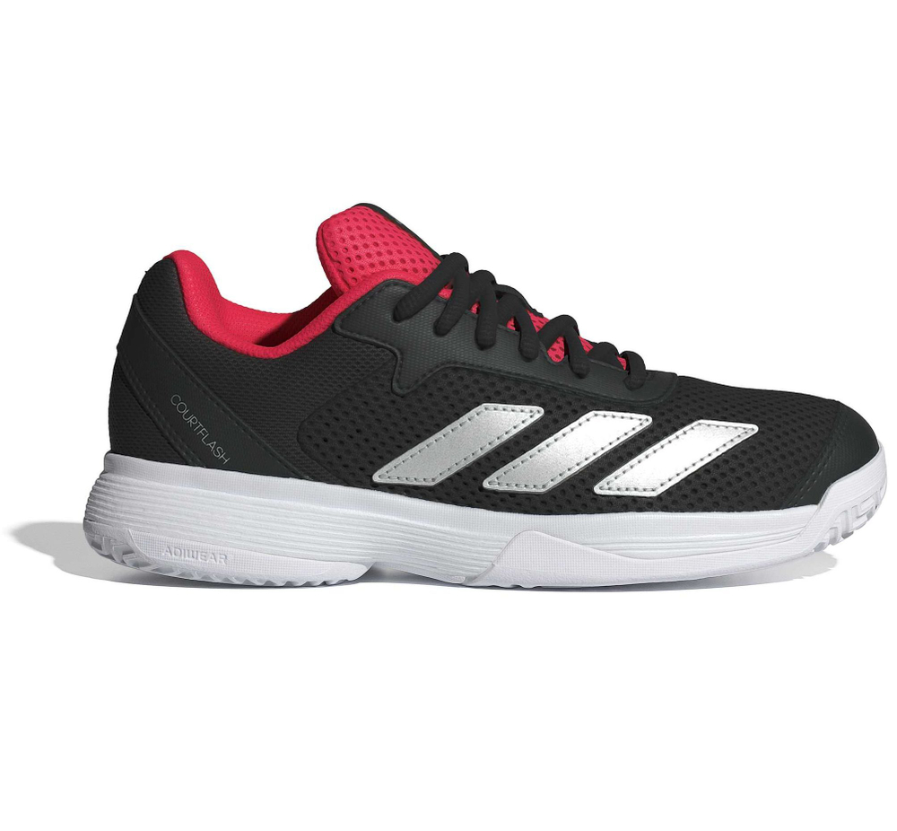 Детские Кроссовки теннисные  Adidas Courtflash K - cloud white/silver metallic/core black