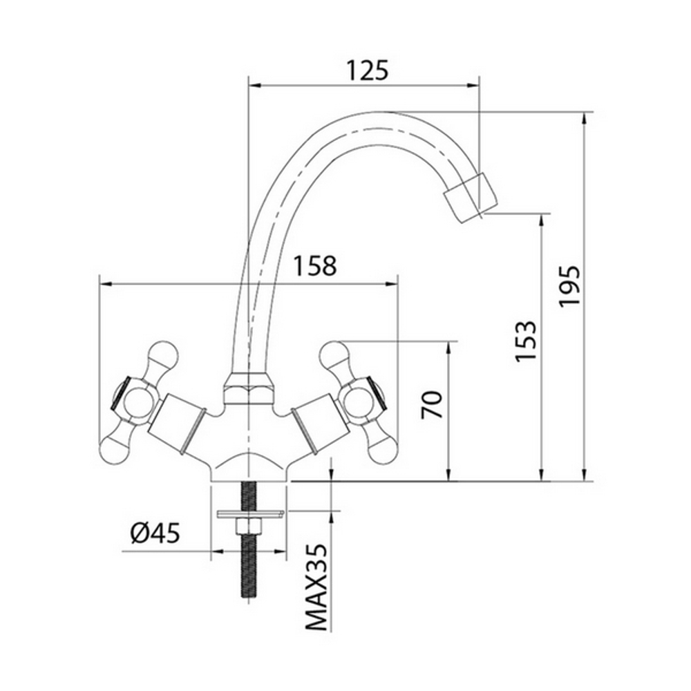 Смеситель для раковины 1/2 кер Milardo DUPSB00M01 "Duplex" пов излив ХРОМ