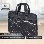 Сумка портфель BRAUBERG STYLE с отделением для ноутбука 13-14" 3 кармана "Marble" черная 26х36х3 см