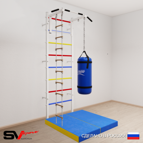 Шведская стенка Sv Sport 5116 (Турник стандарт/Лестница/Цепь/Мешок 22кг/Мат 1м)