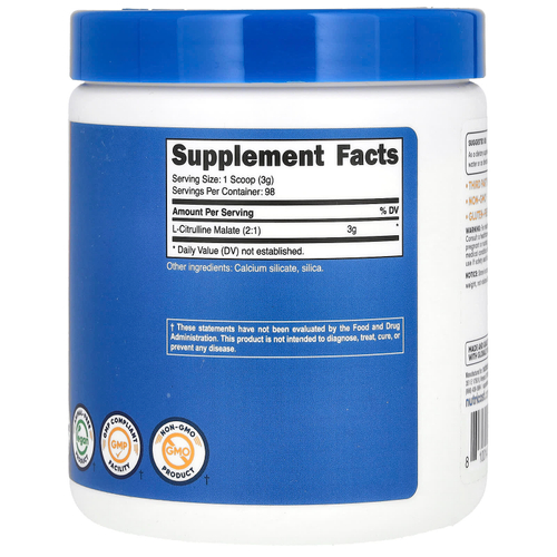 Nutricost, L-цитруллин малат 2: 1, без добавок, 300 г (10,7 унции)