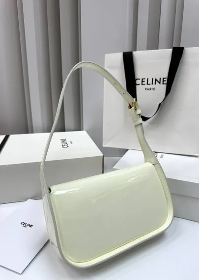 Сумка CELINE TERENCE из лакированной телячьей кожи белый