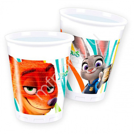 Распродажа Стаканы пластиковые Зверополис 250 мл 8 шт.