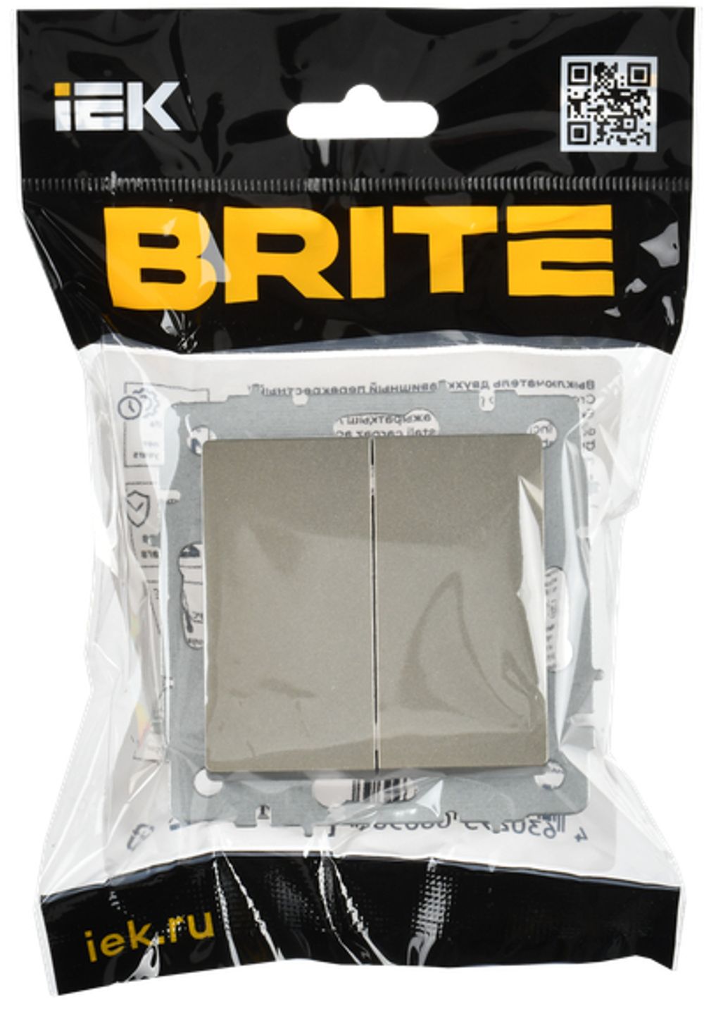BRITE Выключатель 2-клавишный перекрестный 10А ВС10-2-3-БрШ шампань IEK