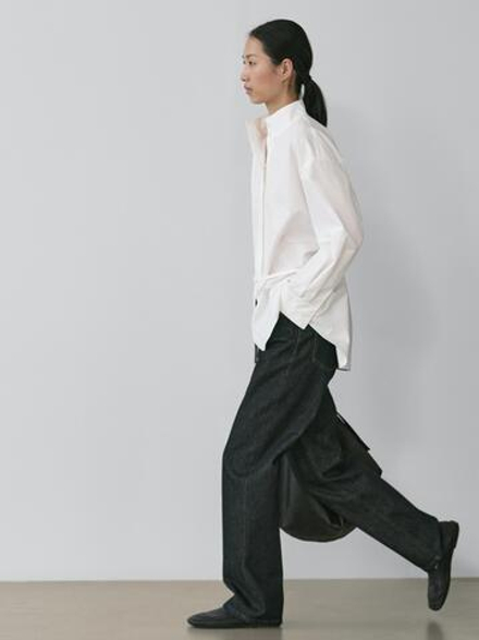 Massimo Dutti Джинсы прямого кроя с высокой талией, темно-синий