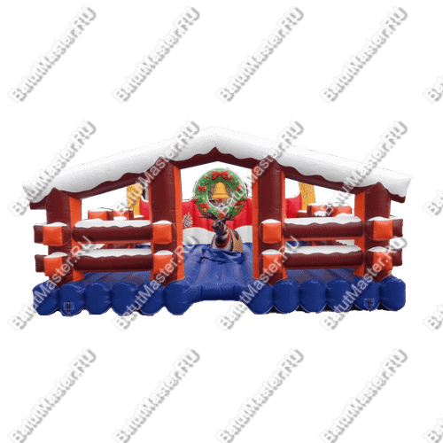 Надувной аттракцион Родео, олень+батут, "Рождественский", 5*5*3 м